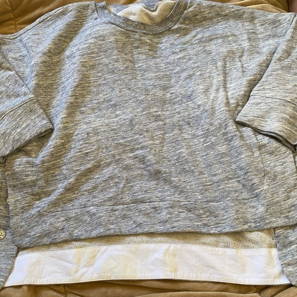 Athleta x Derek Lam Gray side button lightweight crewneck sweatshirt - Picture 6 of 7